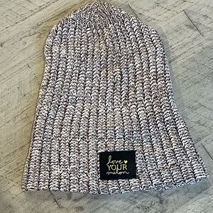 Love Your Melon Black and White Knit Beanie